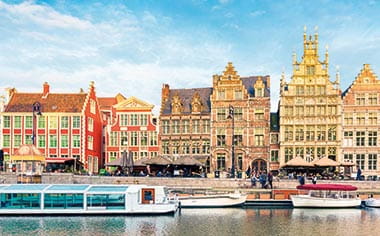 Buildings by the canal in Ghent, Belgium Buildings by the canal in Ghent, Belgium